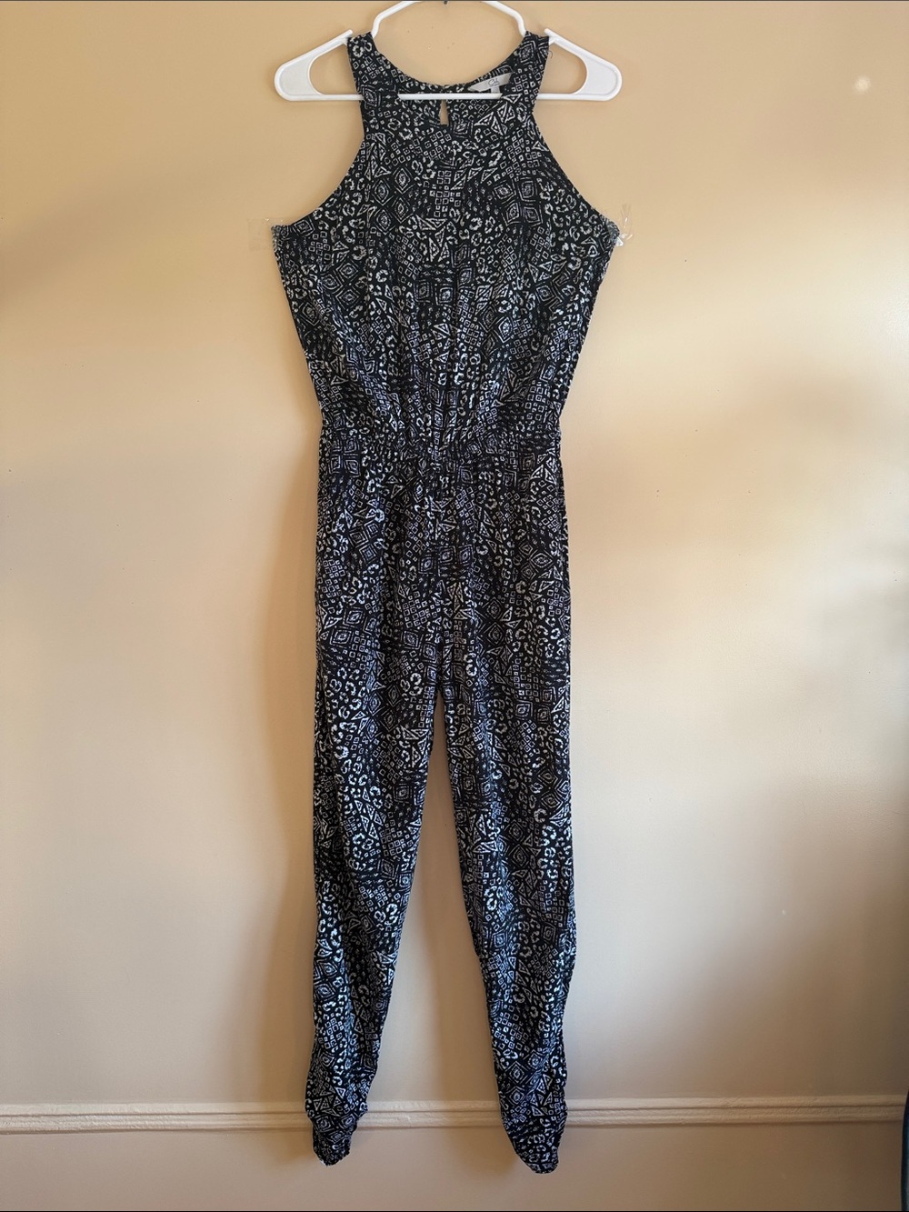 Black Printed Halter-Style Jumpsuit